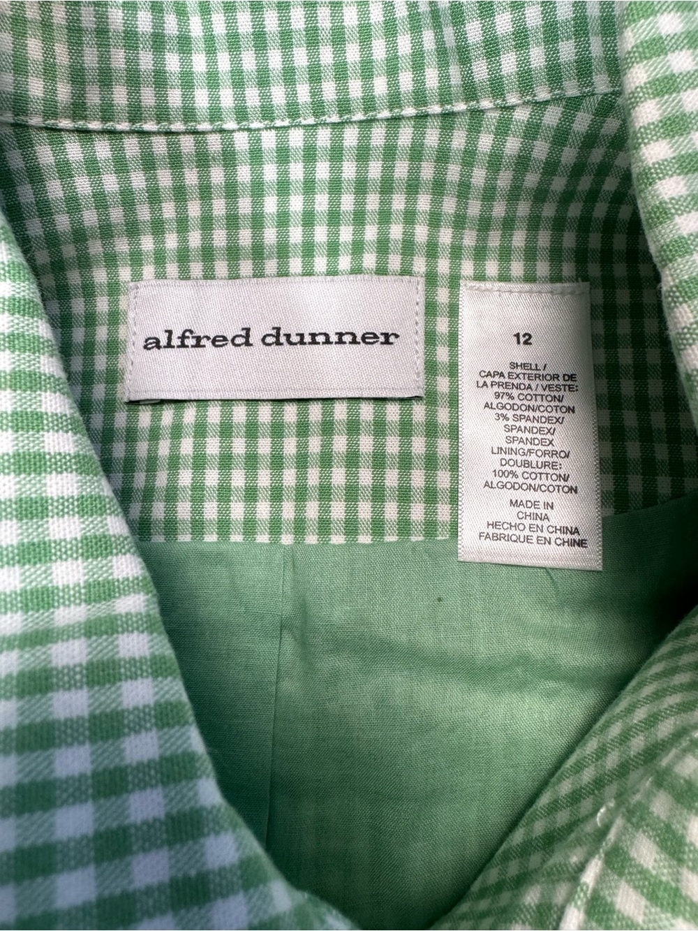 NWT New Alfred Dunner Kiwi Green Just Checking Cotton Jacket Size 12 - Picture 6 of 12